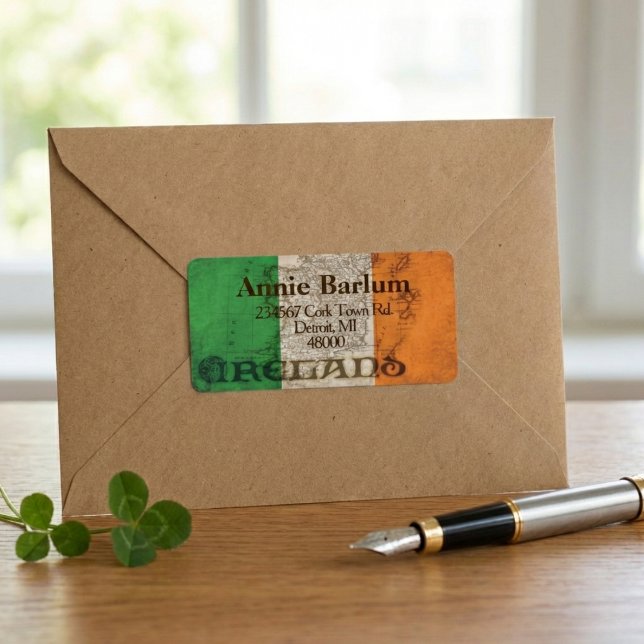 Irelands Rustic Flag Return Address Labels (Seal mail with heritage.)