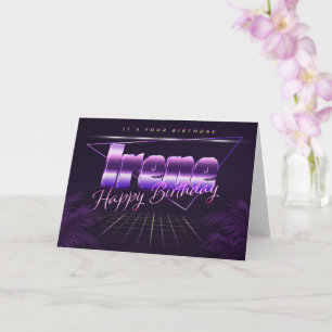 Irene Name Vorname lila retro Karte Geburtstag Card