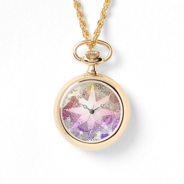 Iridescence Pink Lavender Compass Rhinestone Watch (Front)