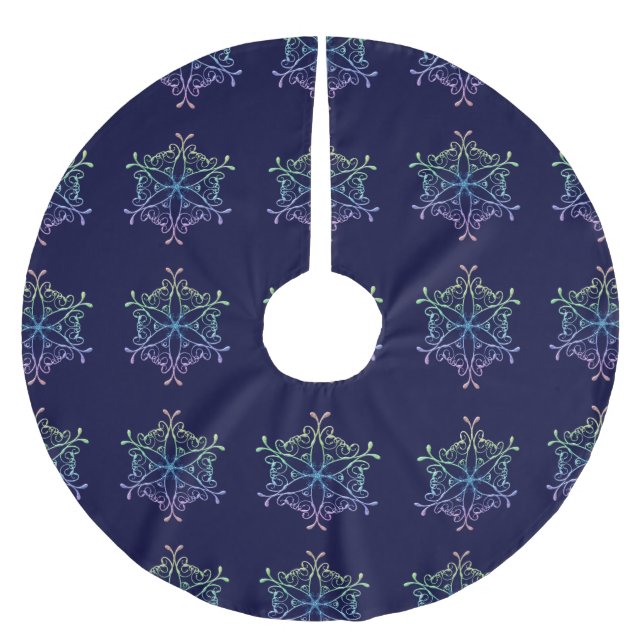 Iridescence Snowflakes Christmas Tree Skirt (Front)