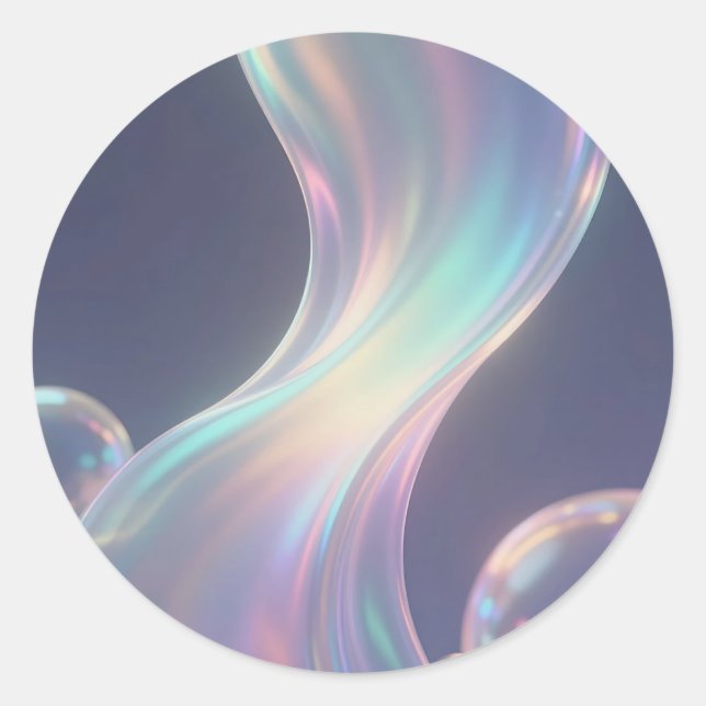 Iridescent Abstract Bubble Flow Classic Round Sticker (Front)