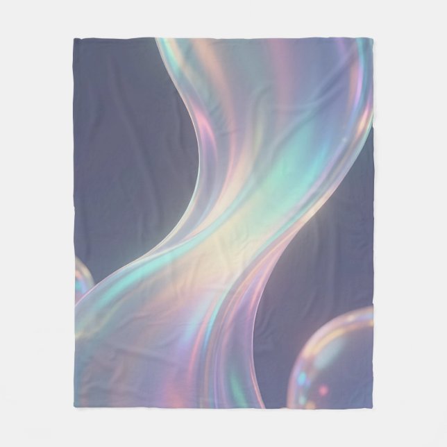 Iridescent Abstract Bubble Flow Fleece Blanket (Front)
