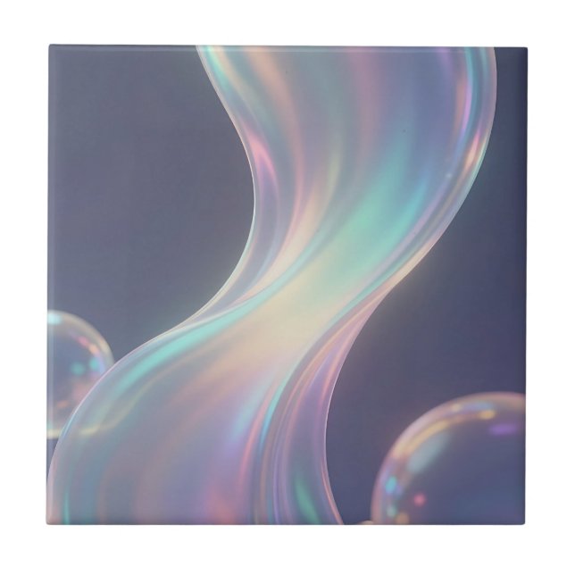 Iridescent Abstract Bubble Flow Tile (Front)