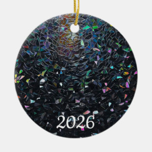 Iridescent Abstract Stained Glass Pattern Ceramic Tree Decoration