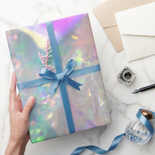 Iridescent Blue Purple Glitter Drips Pretty Wrapping Paper