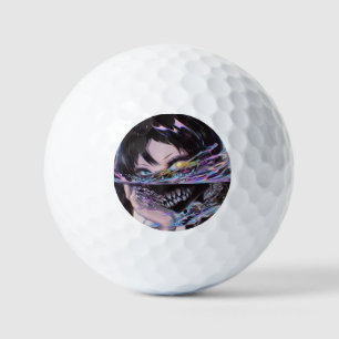 Iridescent Anime Horror: Liquid Smile Monster Golf Balls