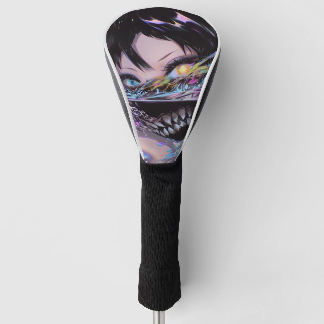 Iridescent Anime Horror: Liquid Smile Monster Golf Head Cover (Front)