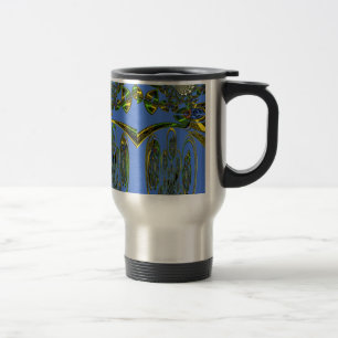 Iridescent Art Print with Golden Abstract Design Travel Mug