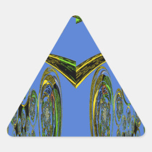 Iridescent Art Print with Golden Abstract Design Triangle Sticker