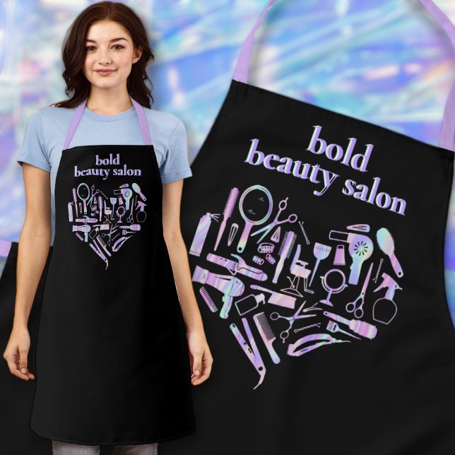 Iridescent Beauty Salon Tools Heart Hair Stylist Apron (Creator Uploaded)