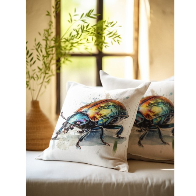 Iridescent Beetle in Watercolor Cushion (Creator Uploaded)