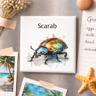 Iridescent Beetle in Watercolor, custom Magnet