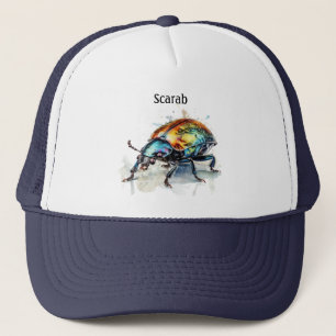 Iridescent Beetle in Watercolor, custom Trucker Hat