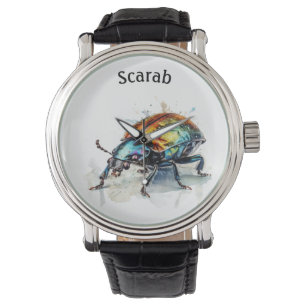 Iridescent Beetle in Watercolor, custom Watch