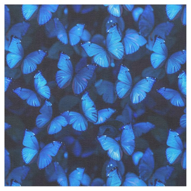 Iridescent Blue Butterfly Fabric (Close Up)