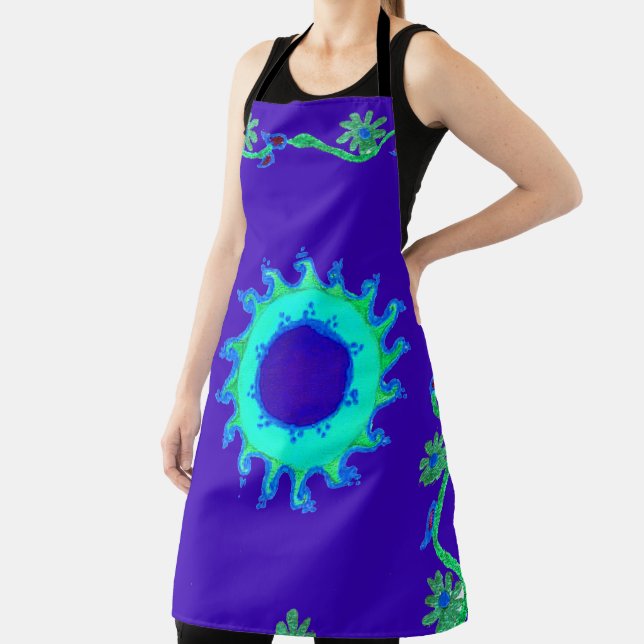 Iridescent blue floral summertime  apron (Insitu)