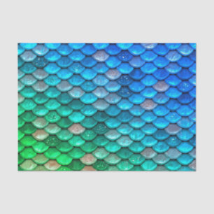 Iridescent Blue Green Glitter Mermaid Fish Scales Tissue Paper