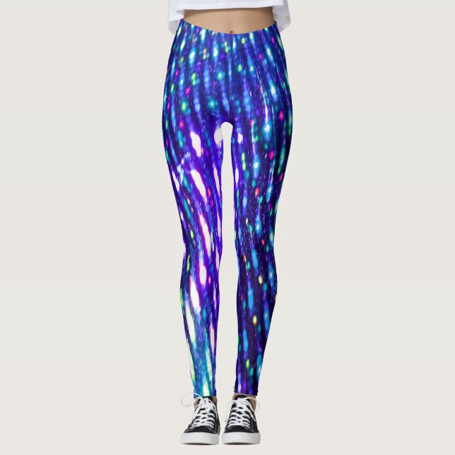 Iridescent Blue Lights Multicolor Leggings Bright (Front)