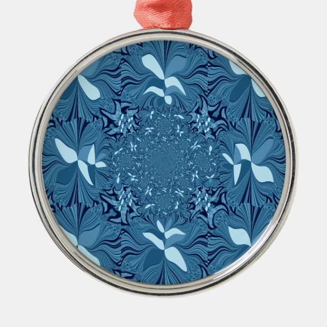 Iridescent blue. metal tree decoration (Front)