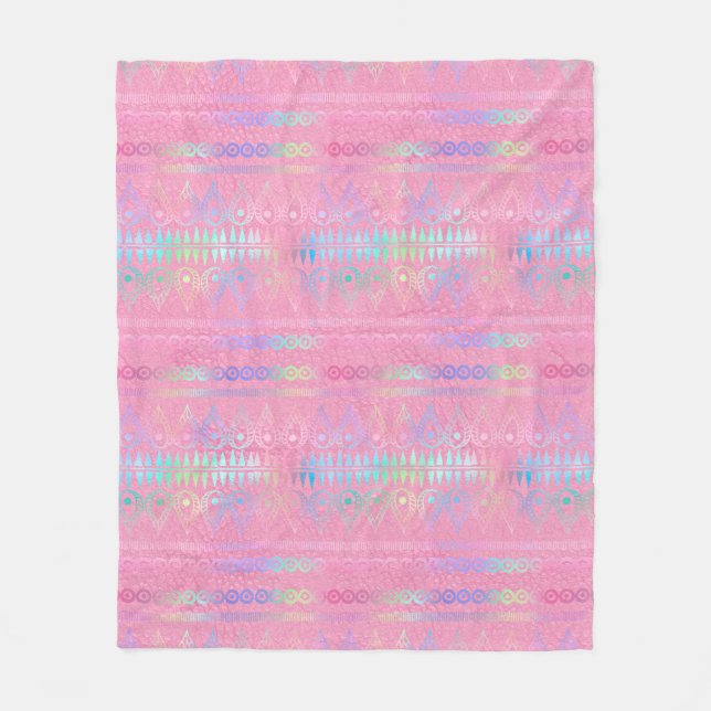 Iridescent Bohemian Unicorn Pattern Fleece Blanket (Front)