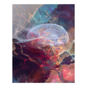 Iridescent Brain Nebula Neural Glow Art Photo Print