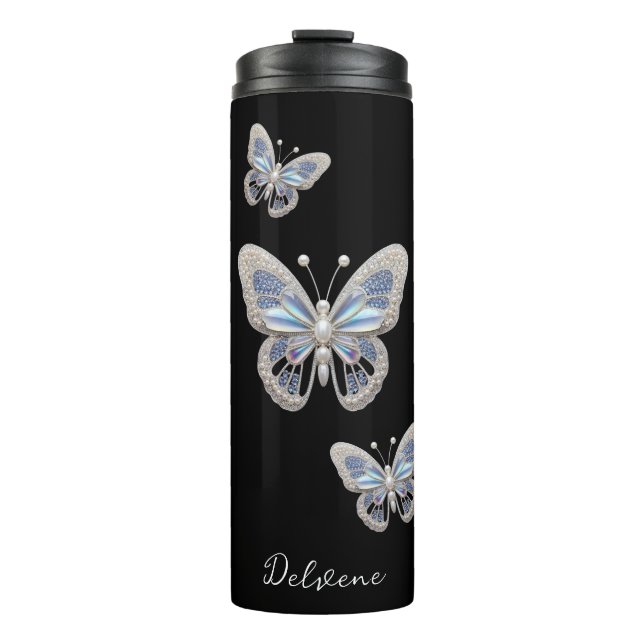 Iridescent Butterfly Elegance Thermal Tumbler (Front)