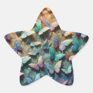 Iridescent Butterfly Garden Star Sticker