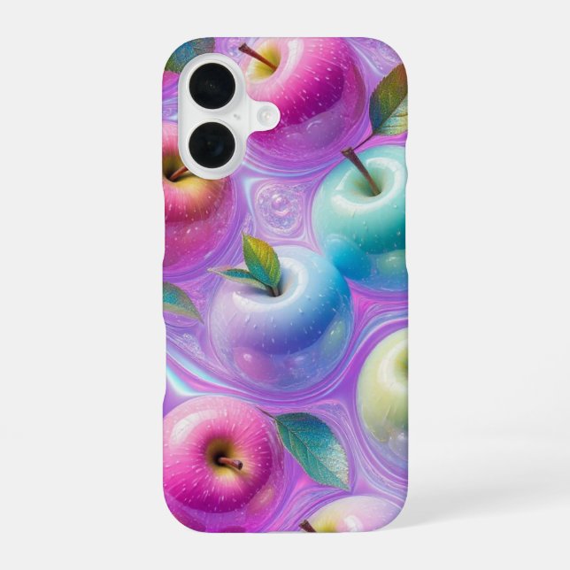 Iridescent Candy Apple Art iPhone 16 Case (Back)