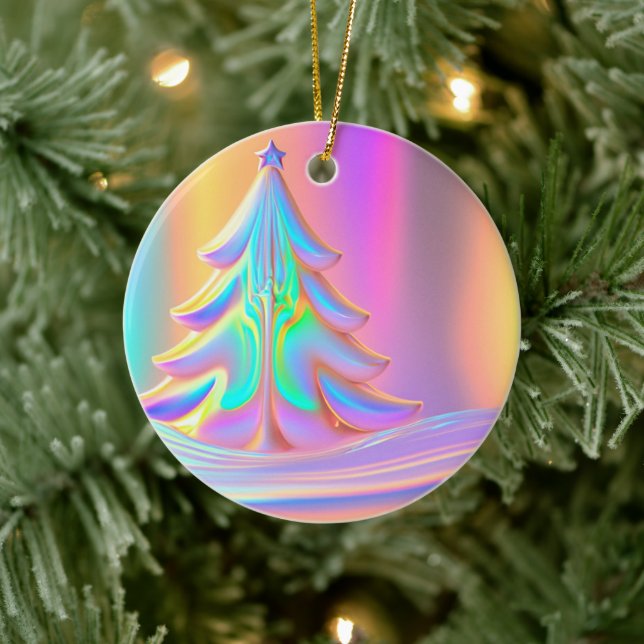 Iridescent Christmas Tree Ceramic Tree Decoration (Tree)