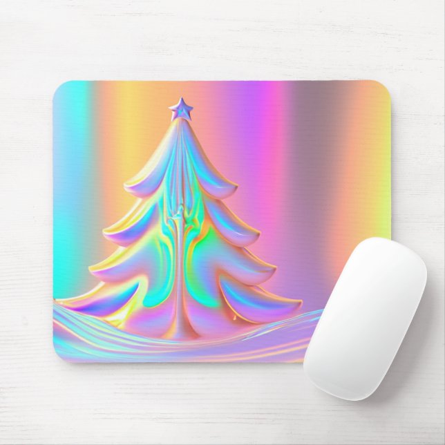 Iridescent Christmas Tree Mouse Pad (With Mouse)