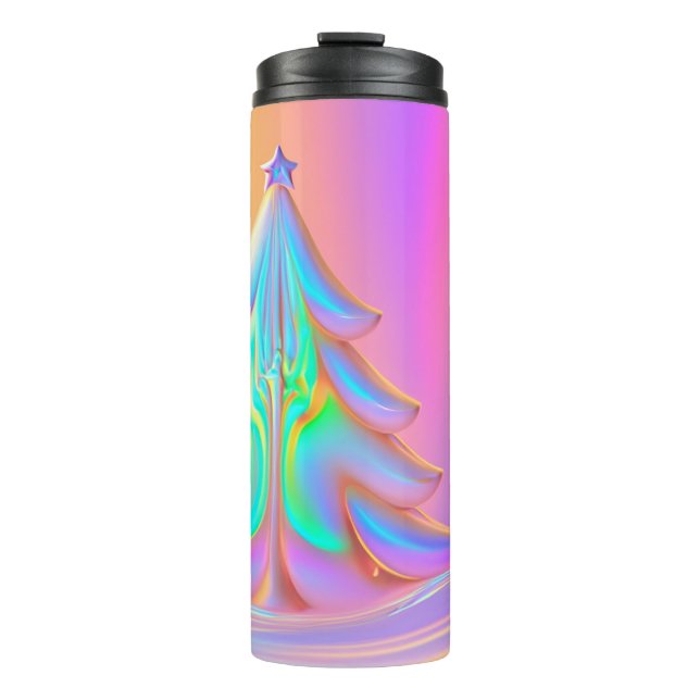 Iridescent Christmas Tree Thermal Tumbler (Front)