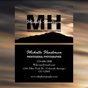 Iridescent Clouds Mountain Silhouette Black Business Card