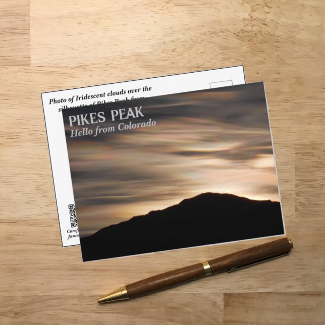 Iridescent Clouds Over Pikes Peak Silhouette  Post Postcard (Creator Uploaded)