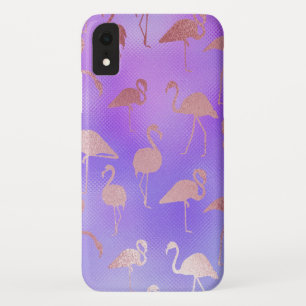 Iridescent Colours with Rose Gold Flamingo Pattern Case-Mate iPhone Case