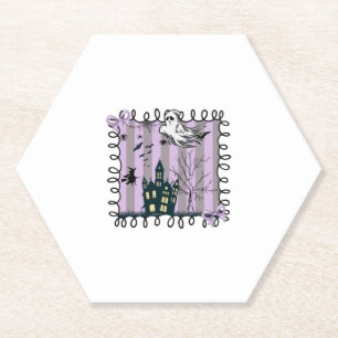 Iridescent Coquette Halloween Paper Coaster