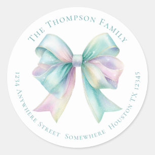 Iridescent Coquette Return Name Address Christmas Classic Round Sticker