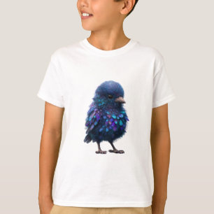 Iridescent Cosmic Galaxy Sparkle Feather Bird Kids T-Shirt