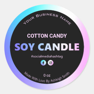 Iridescent Cotton Candy Coloured Soy Candle Labels