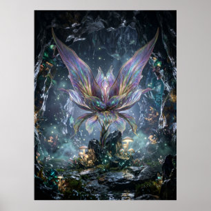 Iridescent Crystal Flower Cave Poster