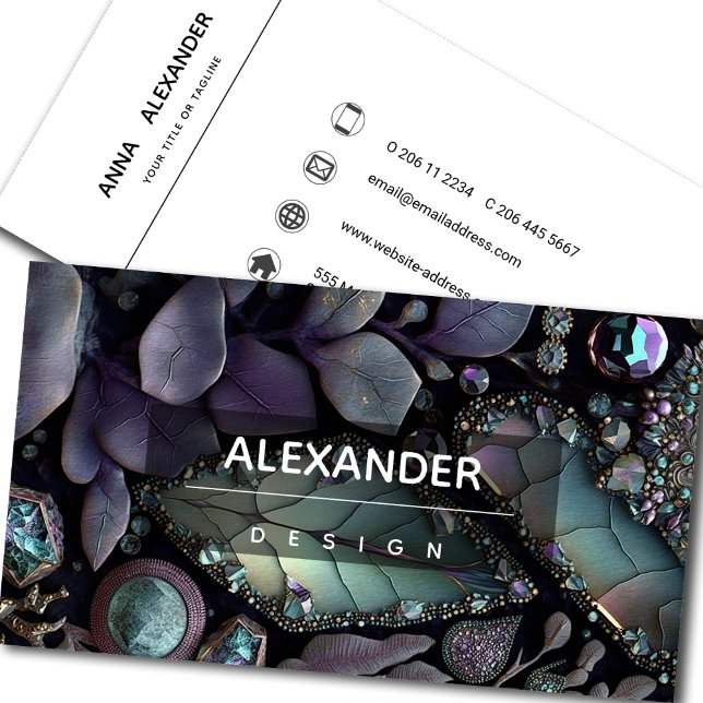 Iridescent Crystal Gemstones, Blue,Teal,Purple Business Card (Creator Uploaded)