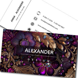 Iridescent Crystal Gemstones, Fuchsia,Pink,Purple, Business Card