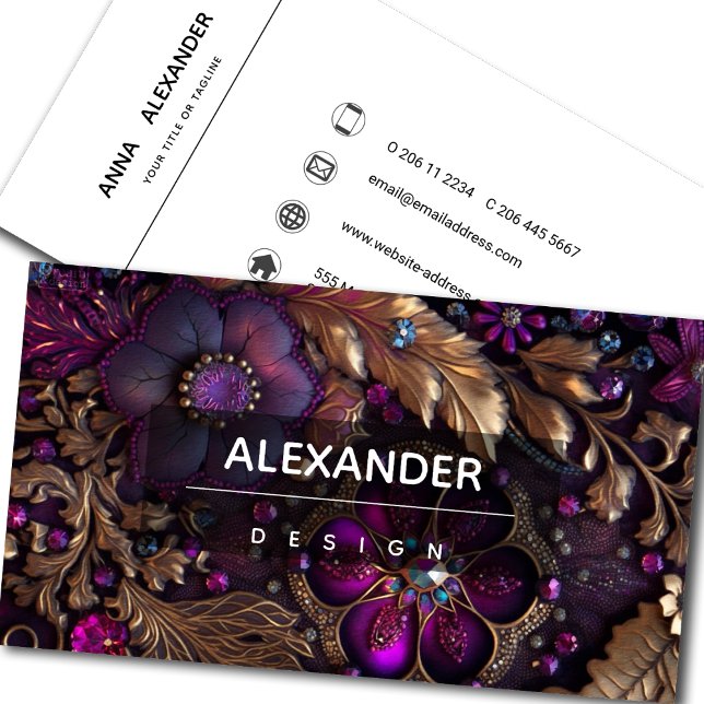 Iridescent Crystal Gemstones, Fuchsia,Pink,Purple, Business Card (Creator Uploaded)