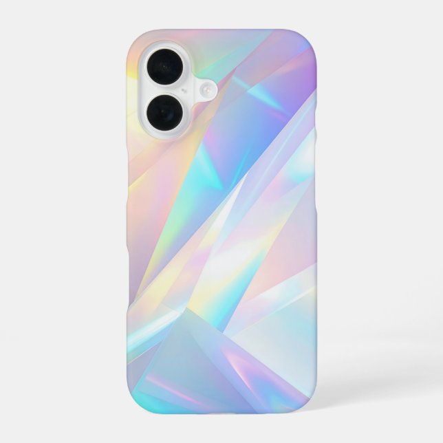 Iridescent Crystal Prism Holographic Design iPhone 16 Case (Back)