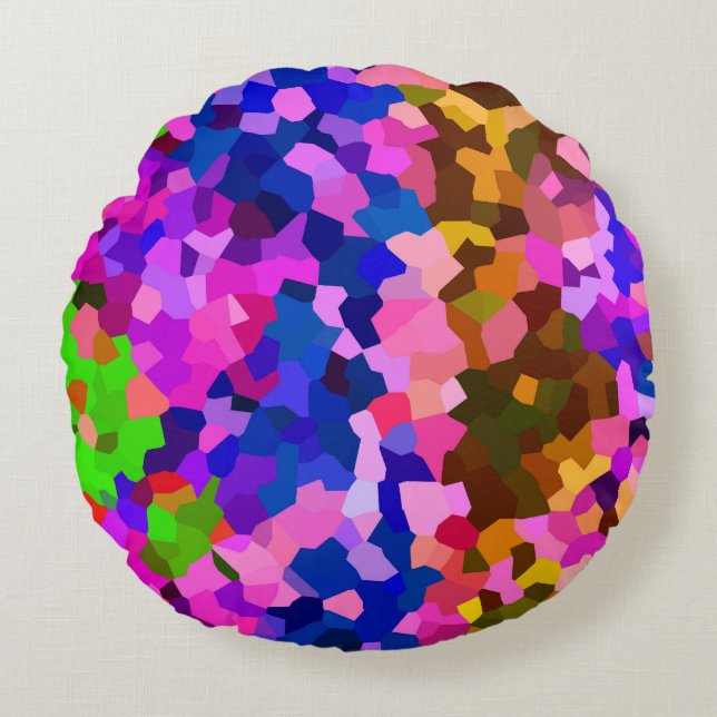 Iridescent Crystalline Abstract Pattern Round Cushion (Front)