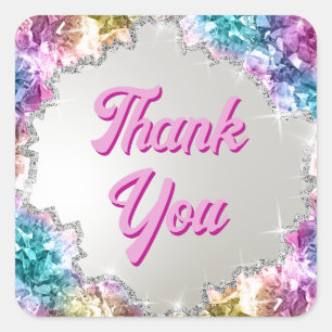 Iridescent crystals square sticker