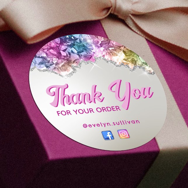 Iridescent crystals thank you sticker (Creator Uploaded)