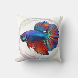 Iridescent Current – Betta Fish Art Throw Pillow