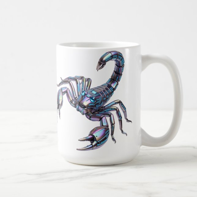 Iridescent Cyber Scorpion Mechanical Art Coffee Mug (Right)
