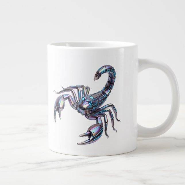 Iridescent Cyber Scorpion Mechanical Art Large Coffee Mug (Right)