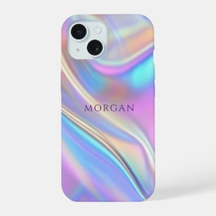 Iridescent Design, Classy Purple Text Name iPhone 15 Case